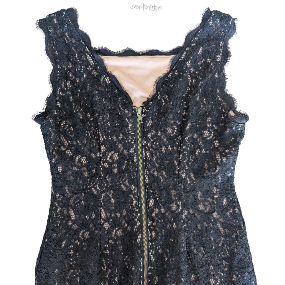 ADRIANNA PAPELL black lace sleeveless form fitting dress - Picture 3 of 9